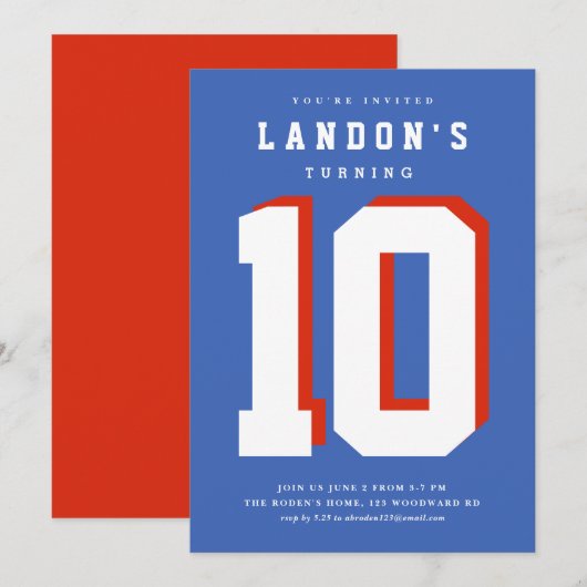 Invitation Fête des anniversaires de enfants sportifs (Devant / Derrière)