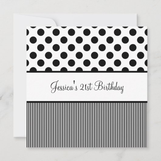 Invitation Fête des Anniversaires Endroits Noirs et blancs (Devant)