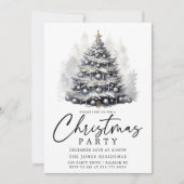 Invitation Fête des arbres de Noël noirs et blancs (Devant)