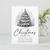Invitation Fête des arbres de Noël noirs et blancs (Debout devant)