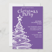Invitation Fête des arbres de Noël violets et blancs (Devant)