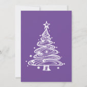 Invitation Fête des arbres de Noël violets et blancs (Dos)