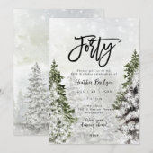 Invitation Fête des arbres d'hiver neige 40e anniversaire (Devant / Derrière)