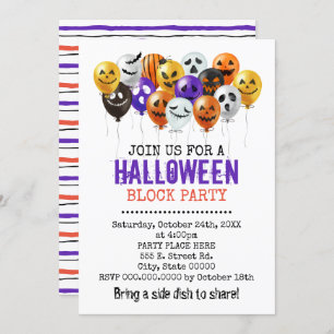 Invitation Fête des ballons d'Halloween