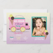 Invitation Fête des beignets de crème glacée Anniversaire Pho (Devant)