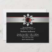 Invitation Fête des bijoux noirs rouges pour les femmes 40e a (Dos)