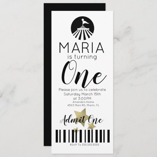 Invitation Fête des billets d'anniversaire du Cirque moderne (Devant / Derrière)