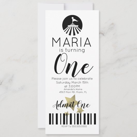 Invitation Fête des billets d'anniversaire du Cirque moderne (Devant)