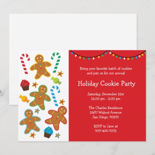 Invitation Fête des biscuits de vacances (Devant / Derrière)