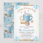 Invitation Fête des biscuits et du cacao d'hiver bleu (Devant / Derrière)