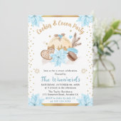 Invitation Fête des biscuits et du cacao d'hiver bleu (Debout devant)