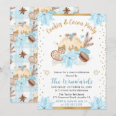 Invitation Fête des biscuits et du cacao d'hiver bleu (Devant / Derrière)