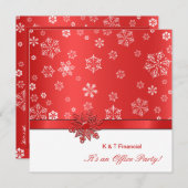 Invitation Fête des bureaux de la Red and White Snowflake d'h (Devant / Derrière)