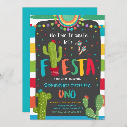 Invitation Fête des Cactus mexicains (Devant / Derrière)