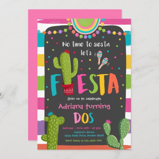 Invitation Fête des Cactus mexicains (Devant / Derrière)
