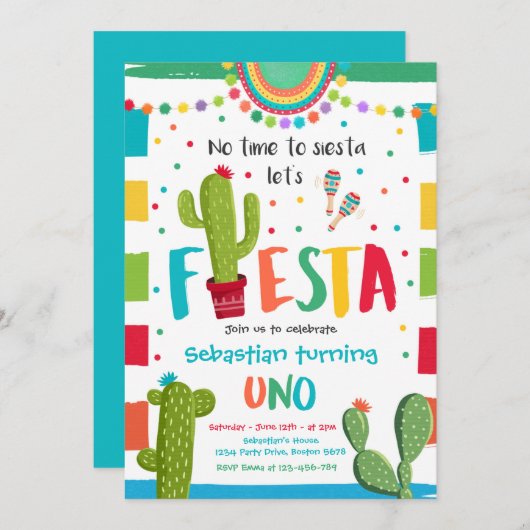 Invitation Fête des Cactus mexicains (Devant / Derrière)