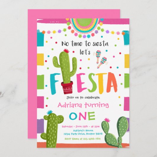Invitation Fête des Cactus mexicains (Devant / Derrière)