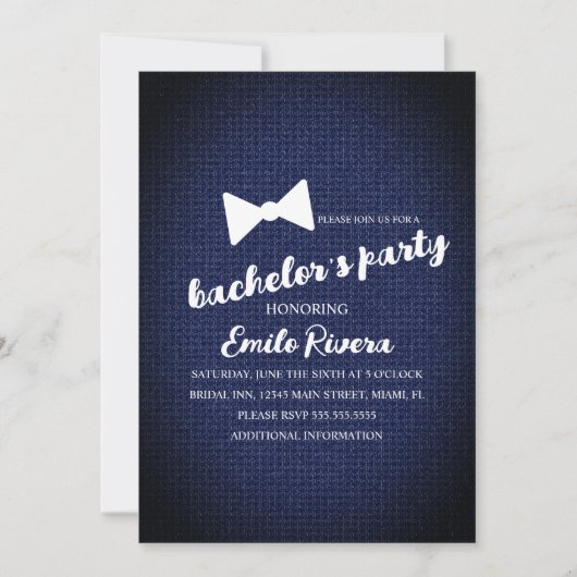 Invitation Fête des célibataires modernes - Bow texturé (Devant)