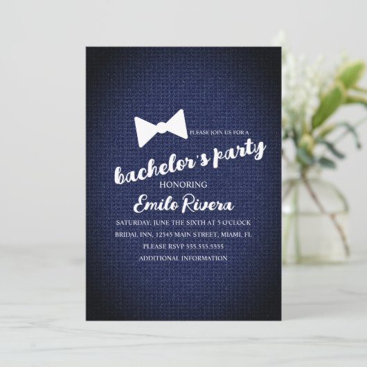 Invitation Fête des célibataires modernes - Bow texturé (Debout devant)