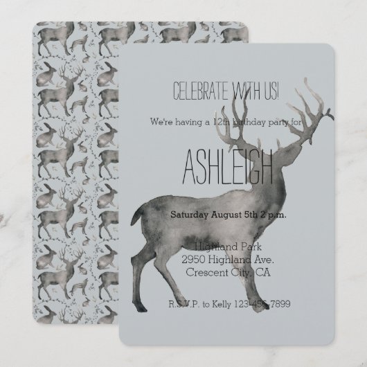 Invitation Fête des cerfs de bois (Devant / Derrière)