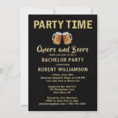 Invitation Fête des Cheers & Bières Lumières de temps Bachelo (Devant)