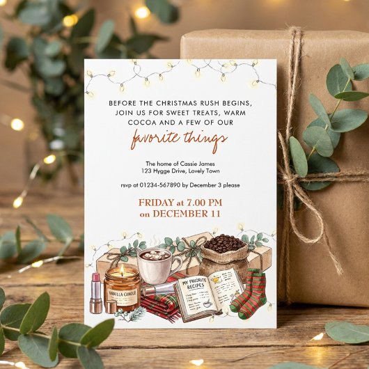 Invitation Fête des Choses Préférées de Fêtes Cozy