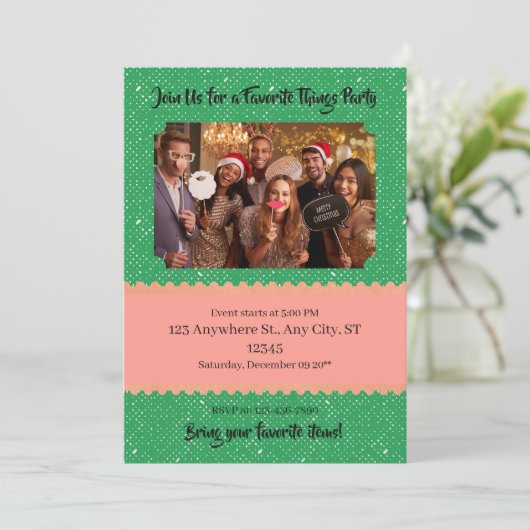 Invitation Fête des Choses Préférées sur mesure (Debout devant)