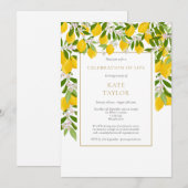 Invitation Fête des citrons funéraires floraux Fête de la vie (Devant / Derrière)