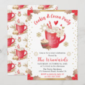 Invitation Fête des Cookies Rouges et du Chocolat Chaud Hiver (Devant / Derrière)