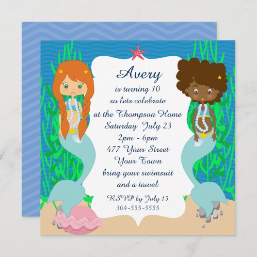 Invitation Fête des deux sirènes (Devant / Derrière)