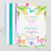Invitation Fête des Dinosaures dans les pastels (Devant / Derrière)