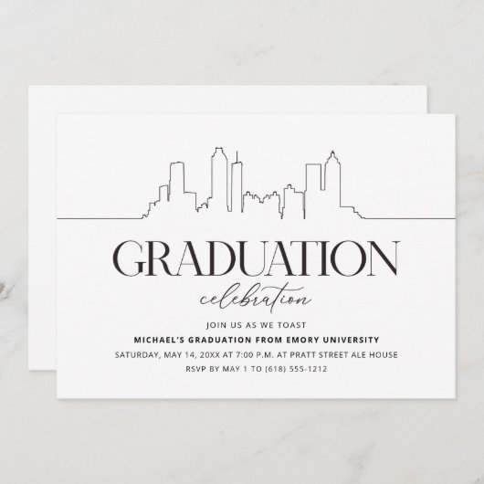 Invitation Fête des diplômés d'Atlanta (Devant / Derrière)