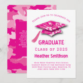 Invitation Fête des diplômés de Camo Rose (Devant / Derrière)