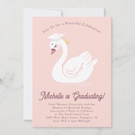 Invitation Fête des diplômes de cygne (Devant)
