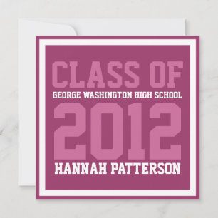 Invitation Fête des diplômes de l'Uniform Berry de Jersey