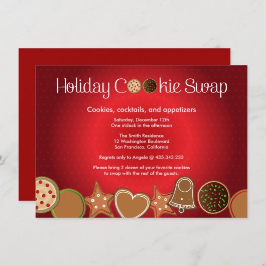 Invitation Fête des échanges de biscuits de Noël (Devant / Derrière)