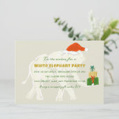 Invitation Fête des éléphants blancs illustrée (Debout devant)