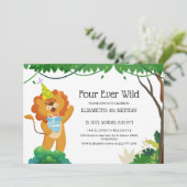 Invitation Fête Des Enfants De Quatre Ans Pour L'Anniversaire (Debout devant)