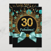 Invitation Fête des femmes 30e anniversaire Turquoise bleu et (Devant / Derrière)