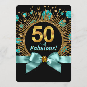 Invitation Fête des femmes 50e anniversaire Turquoise Blue an