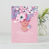 Invitation Fête des femmes Brunch Fille moderne Floral (Debout devant)