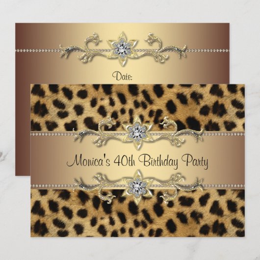 Invitation Fête des femmes Empreintes de léopard 40e annivers (Devant / Derrière)