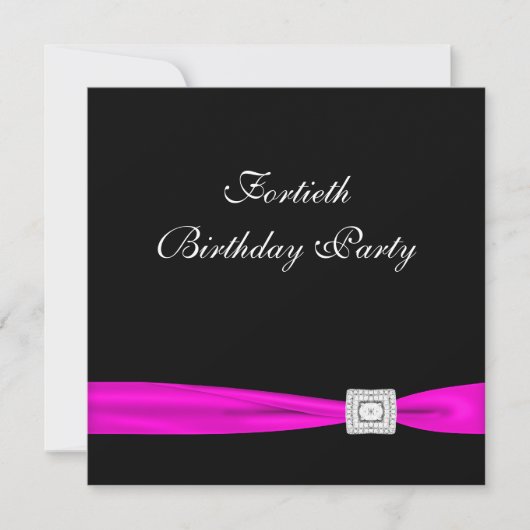 Invitation Fête des femmes fuchsia rose chaud 40e anniversair (Devant)
