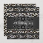 Invitation Fête des femmes léopard 21e anniversaire (Devant / Derrière)