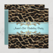 Invitation Fête des femmes léopard 21e anniversaire (Devant / Derrière)