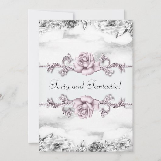 Invitation Fête des femmes rose rose noir blanc 40e anniversa (Devant)