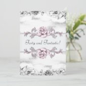 Invitation Fête des femmes rose rose noir blanc 40e anniversa (Debout devant)