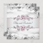 Invitation Fête des femmes rose rose noir blanc 50e anniversa (Devant / Derrière)