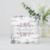 Invitation Fête des femmes rose rose noir blanc 50e anniversa (Debout devant)