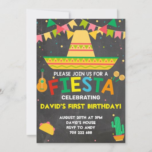 Invitation Fête des fêtes Anniversaire Taco Boy Mexicain (Devant)